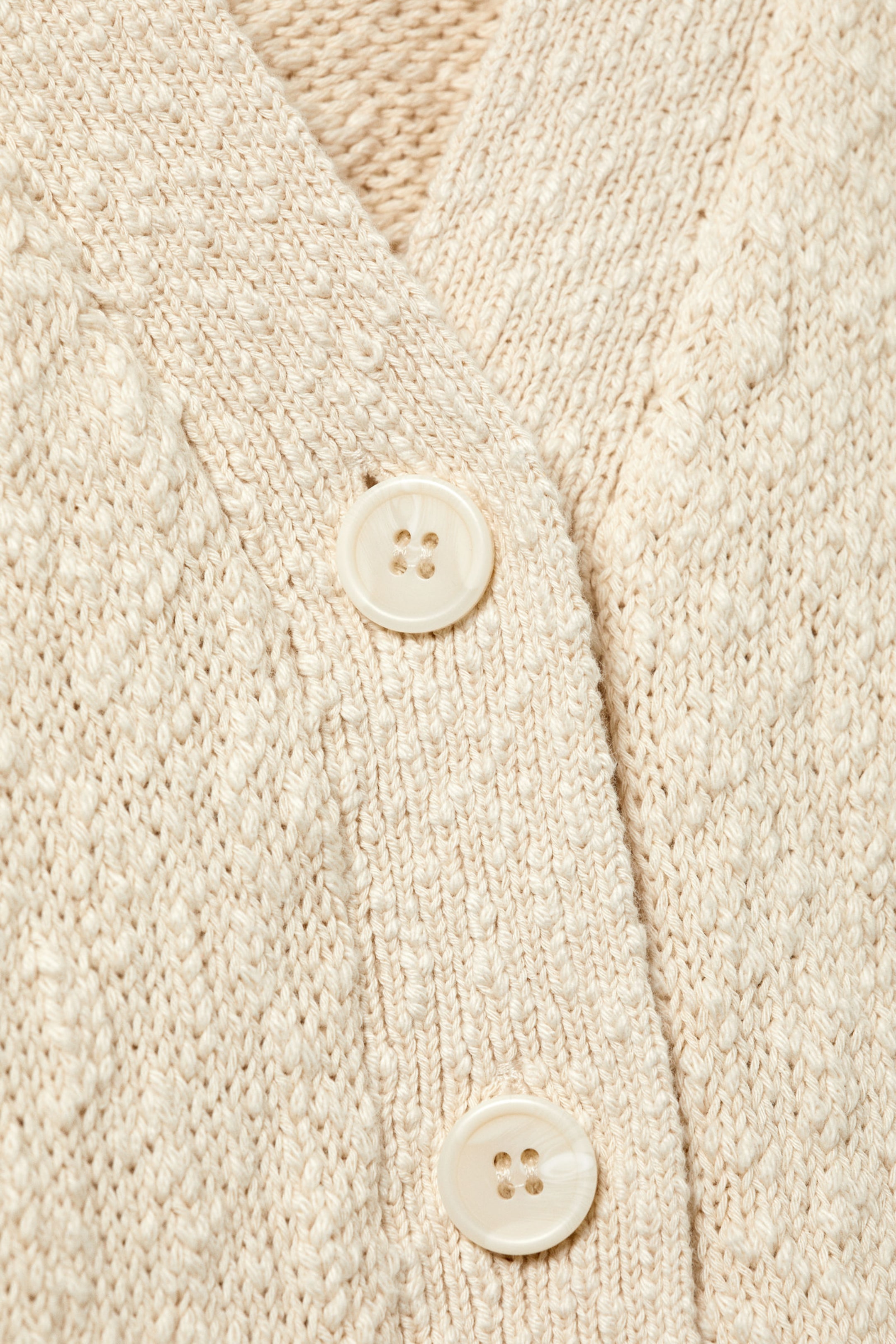 Light Beige - Knitted Cotton Cardigan - 4