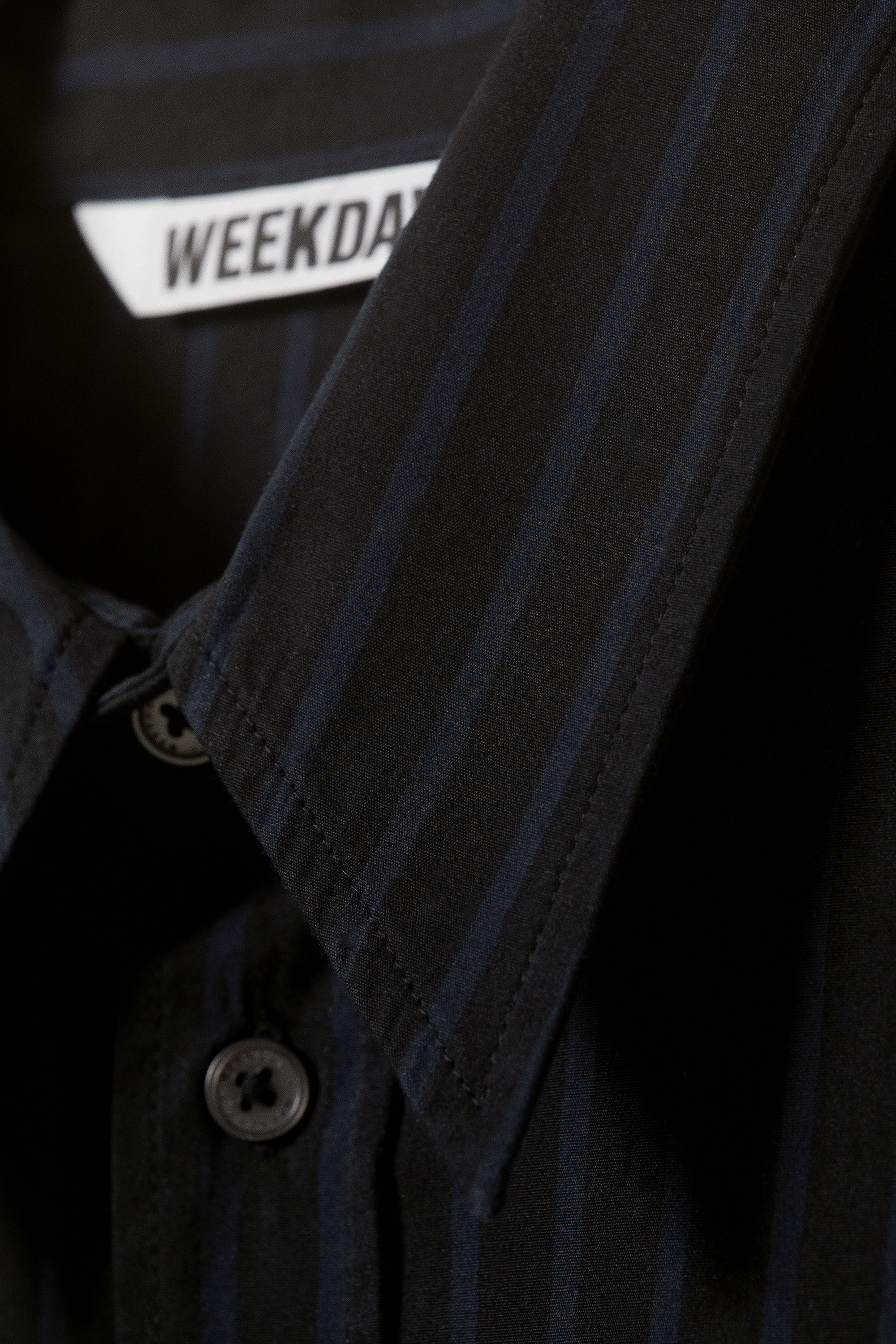 Black - Dark Blue Stripes - Oversized Button-Up Poplin Shirt - 6