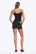 Ink Black - Noir - Short denim ajusté taille basse - 2