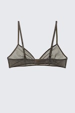 Dark Brown - Mila Printed Mesh Triangle Bra - 1