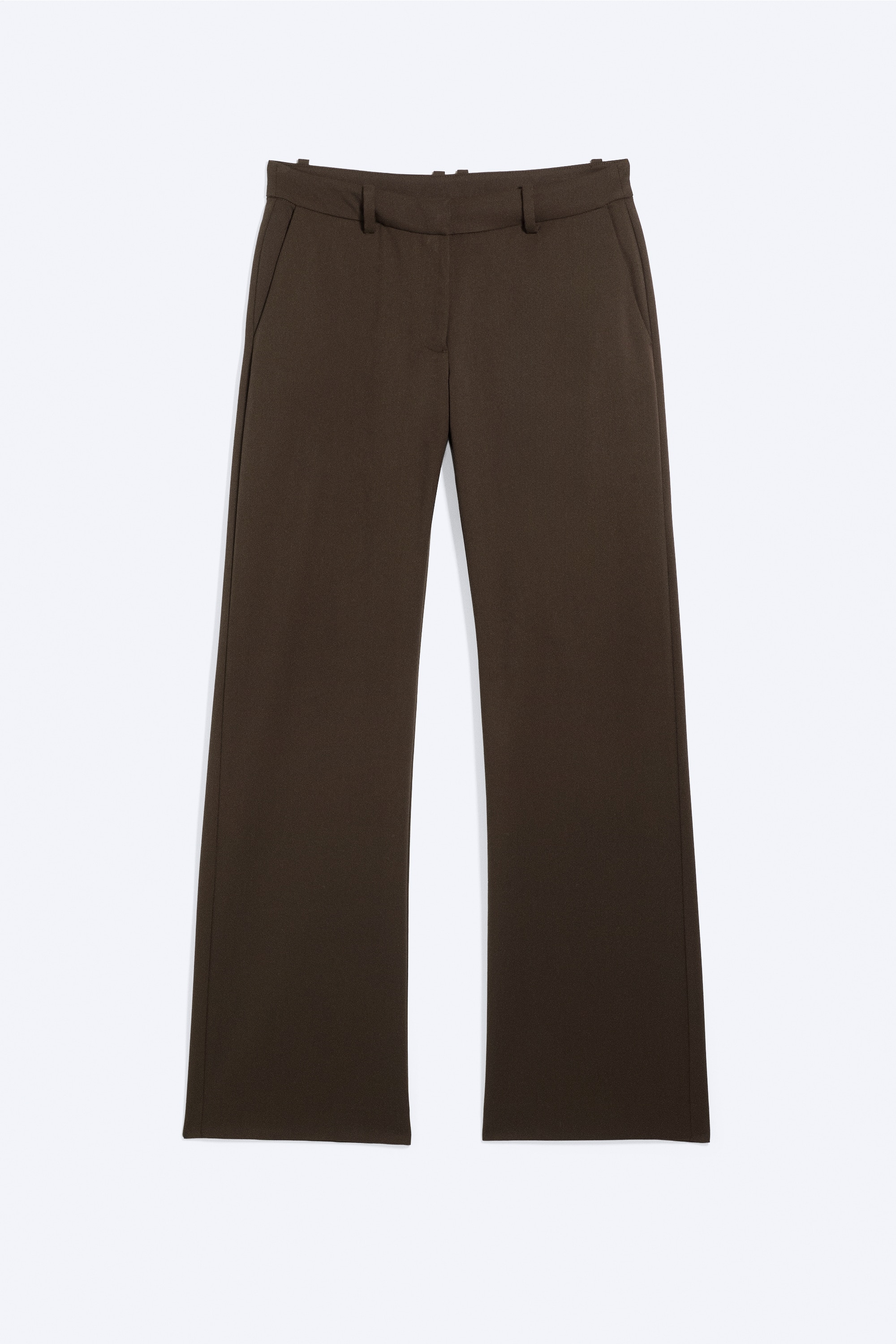 Pantalón de traje recto de tiro bajo - Marrón oscuro/Negro
