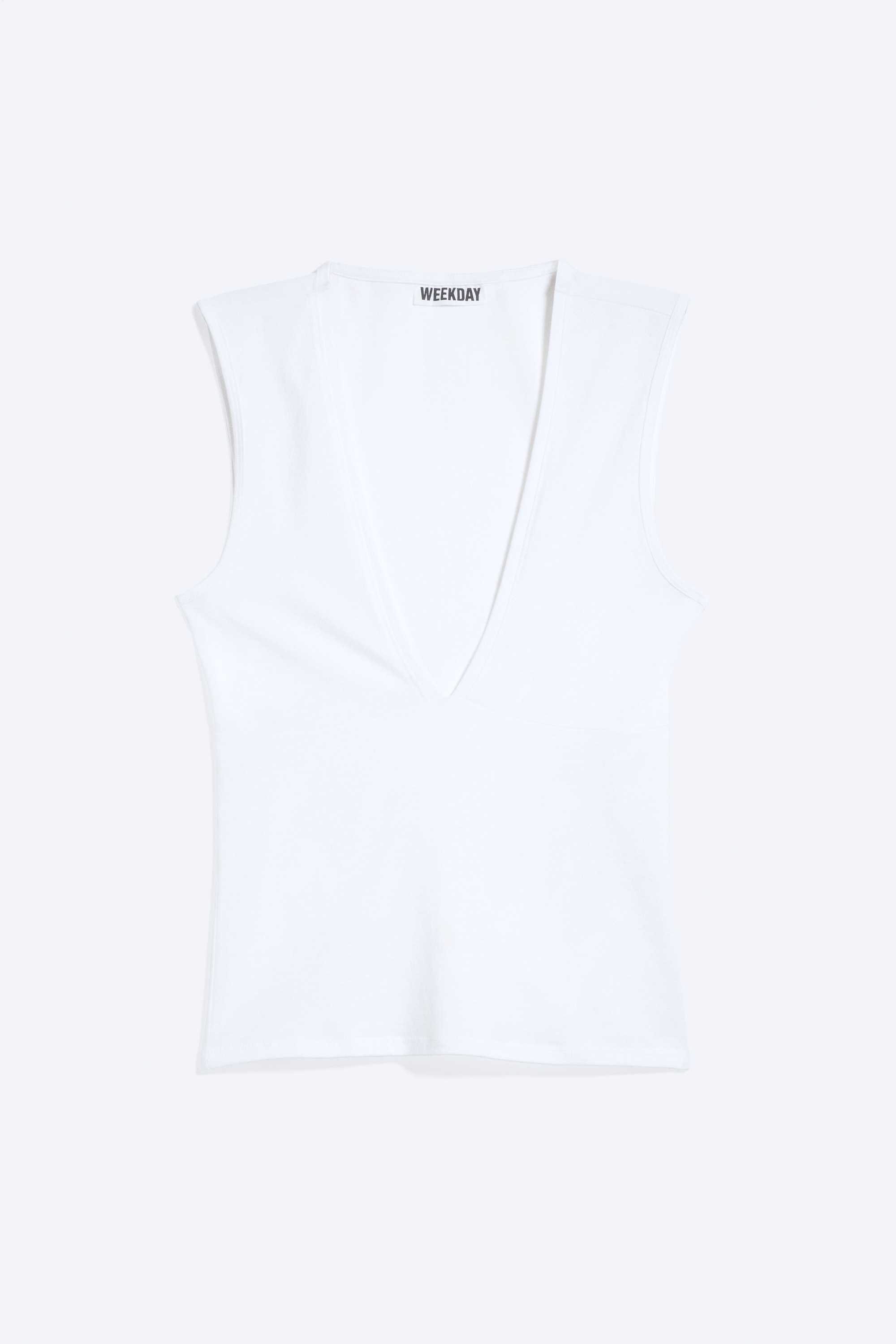 Dopasowany top bez rękawów z dekoltem w serek - Biały/Czarny/Jasnoszary melanż/Ciemnobrązowy