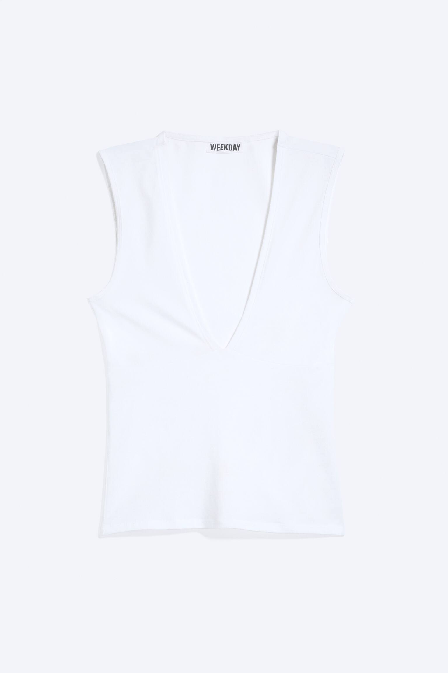 Top sin mangas con cuello en V - Blanco/Negro/Gris claro jaspeado/Marrón oscuro - 2