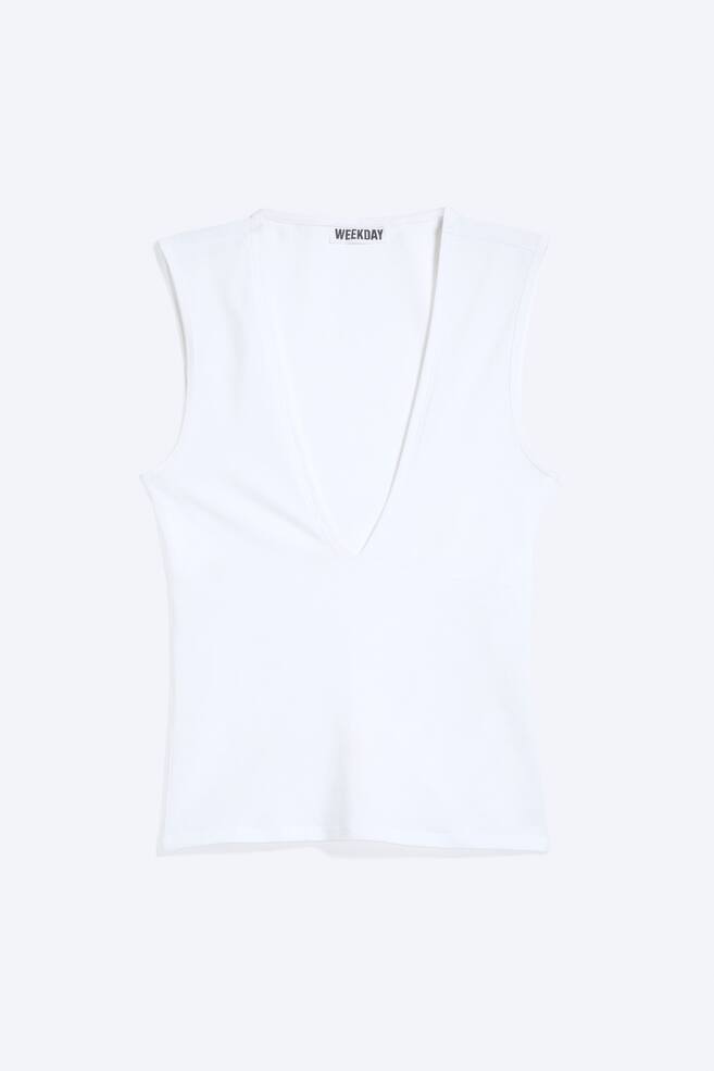Top sin mangas con cuello en V - Blanco/Negro/Gris claro jaspeado/Marrón oscuro/Negro/Verde caqui empolvado - 1