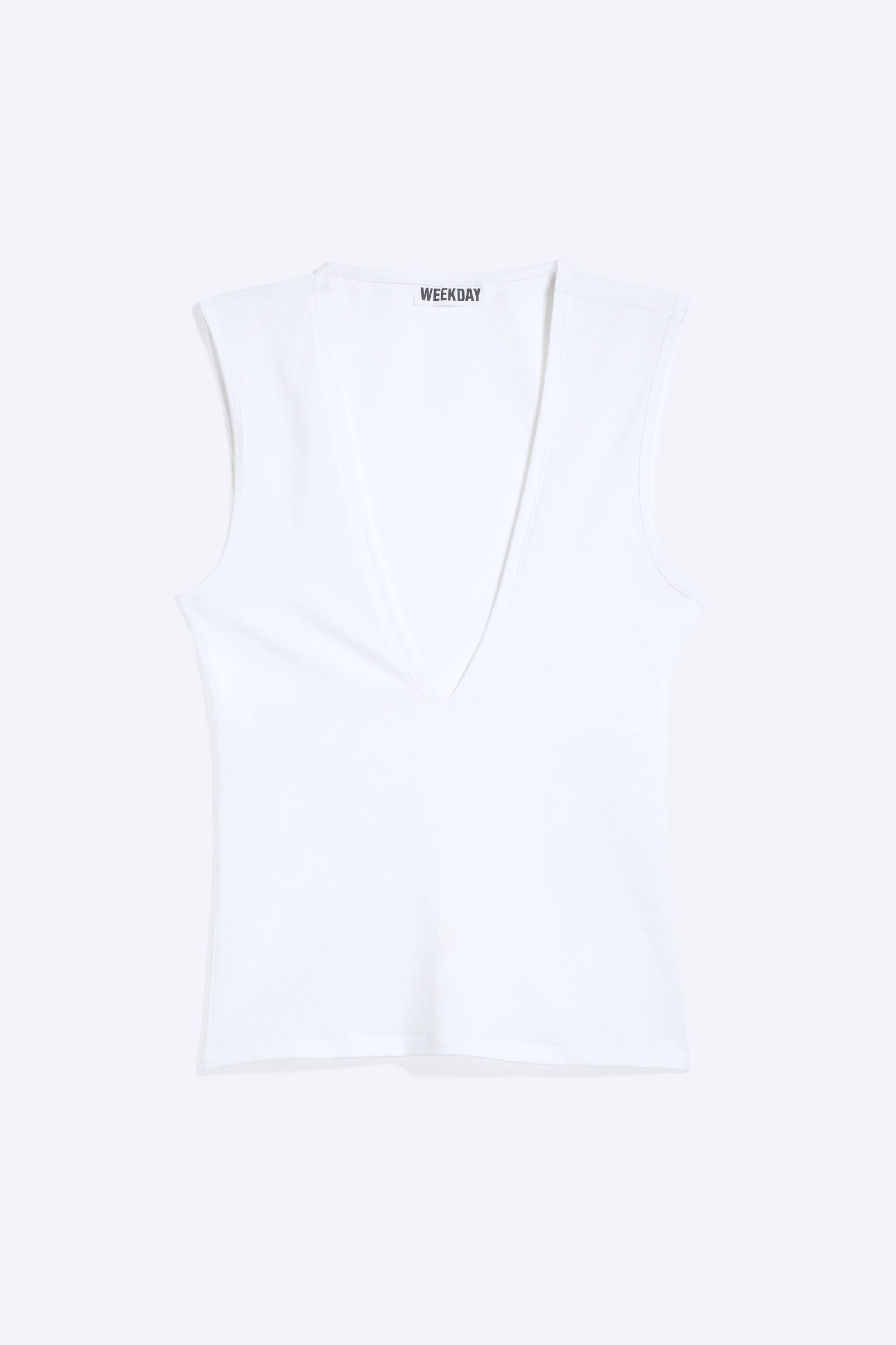 Weiß - Figurbetontes, ärmelloses Top mit V-Ausschnitt - 4