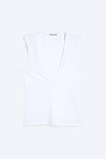 Weiß - Figurbetontes, ärmelloses Top mit V-Ausschnitt - 4