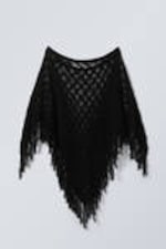 Black - Knitted Wool Blend Poncho - 0