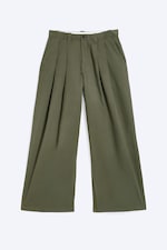 Dusty Khaki Green - Otis Baggy Pleated Twill Chinos - 4