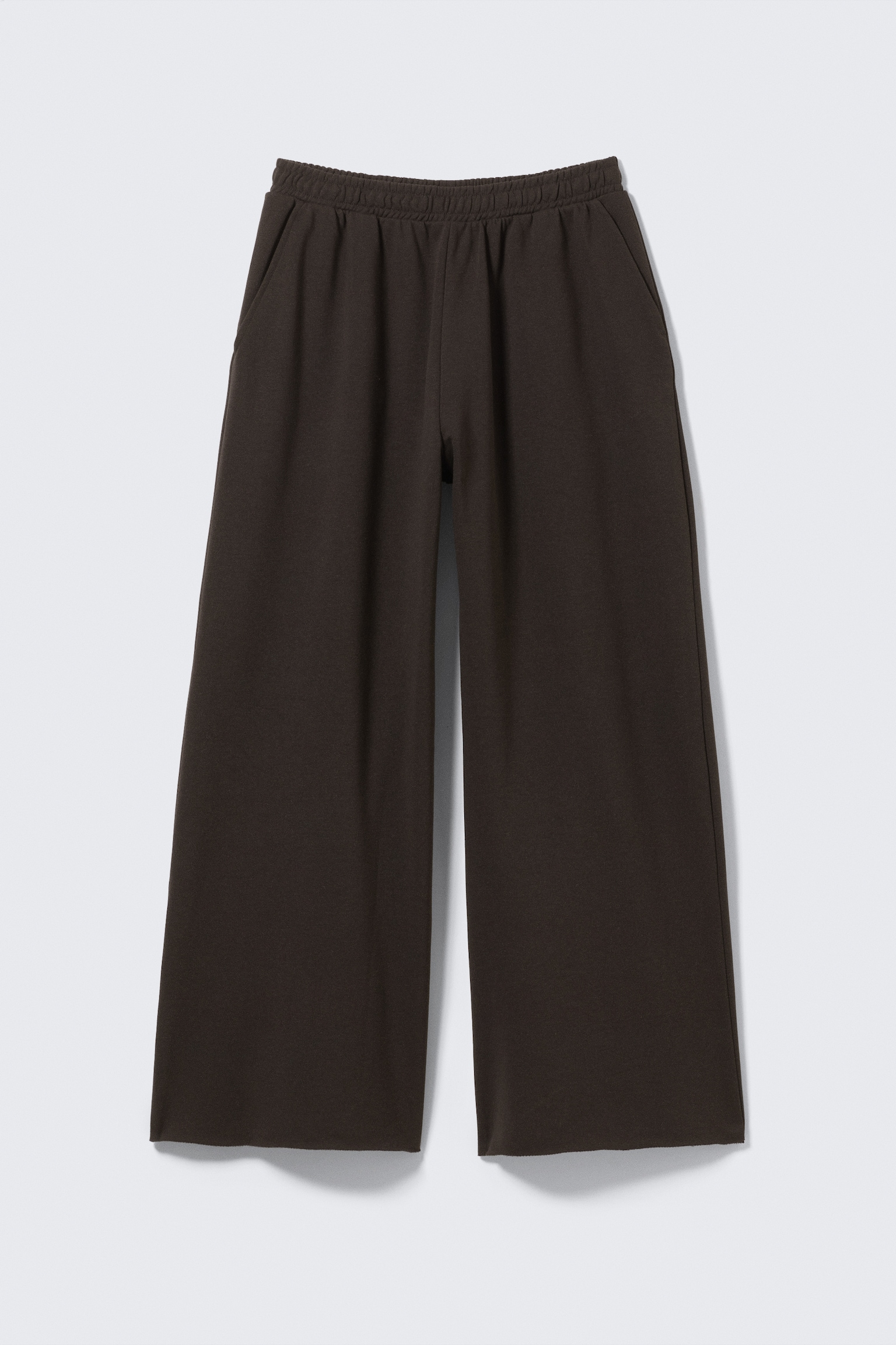 Baggy joggebukse med lavt liv og vide ben - Mørkebrun/Vasket mørkegrå