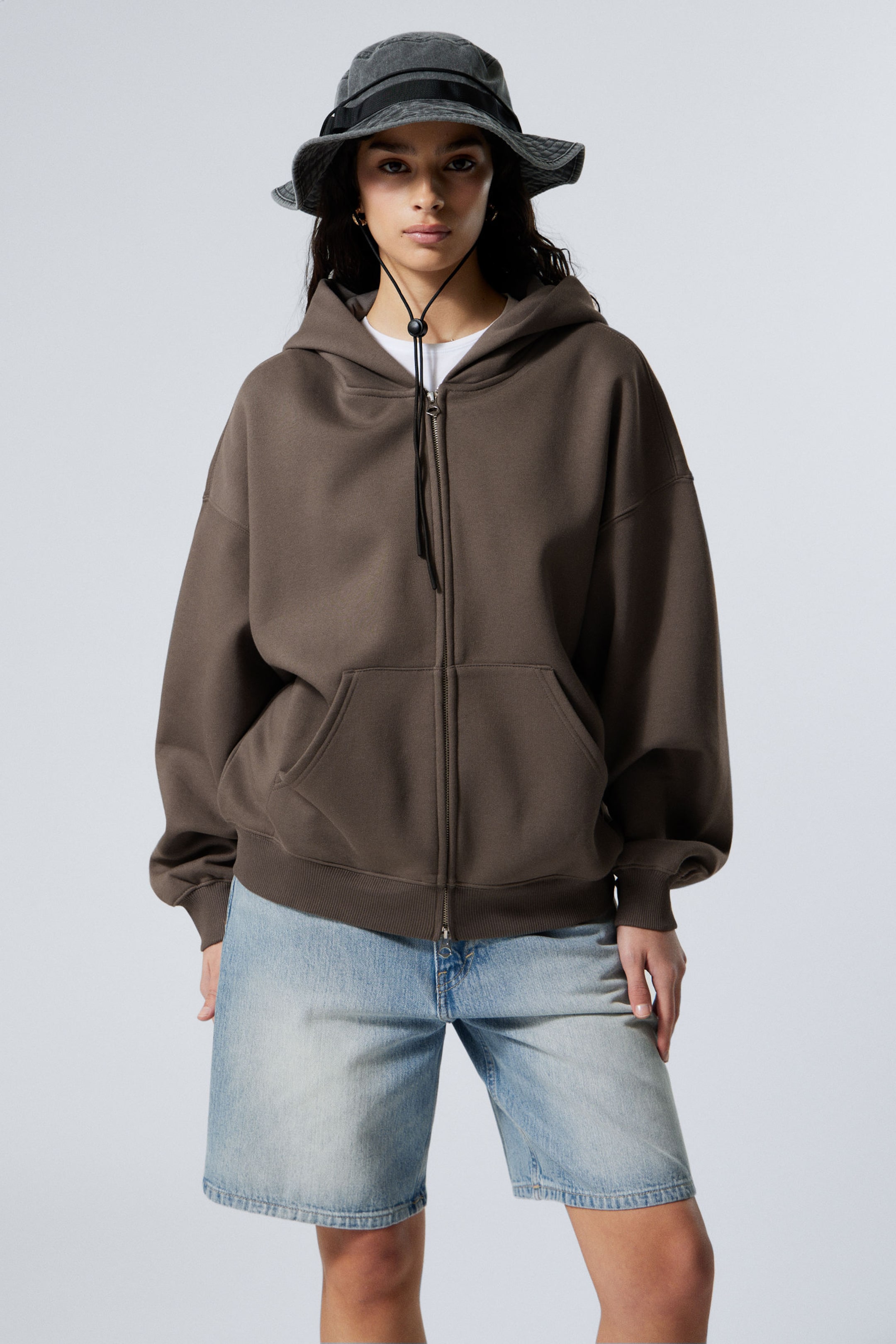 #58534F - Oversized-Hoodie mit Reißverschluss - 2