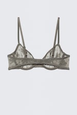 Dusty Grey - Sheer Lace Underwire Bra - 4