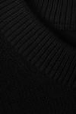 Black - Knitted Oversized Boxy Cotton Sweater - 5