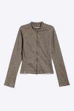 Dusty Grey - GENEVIEVE SCHMALE STRUKTURIERTE BAUMWOLL-ZIP-JACKE - 4