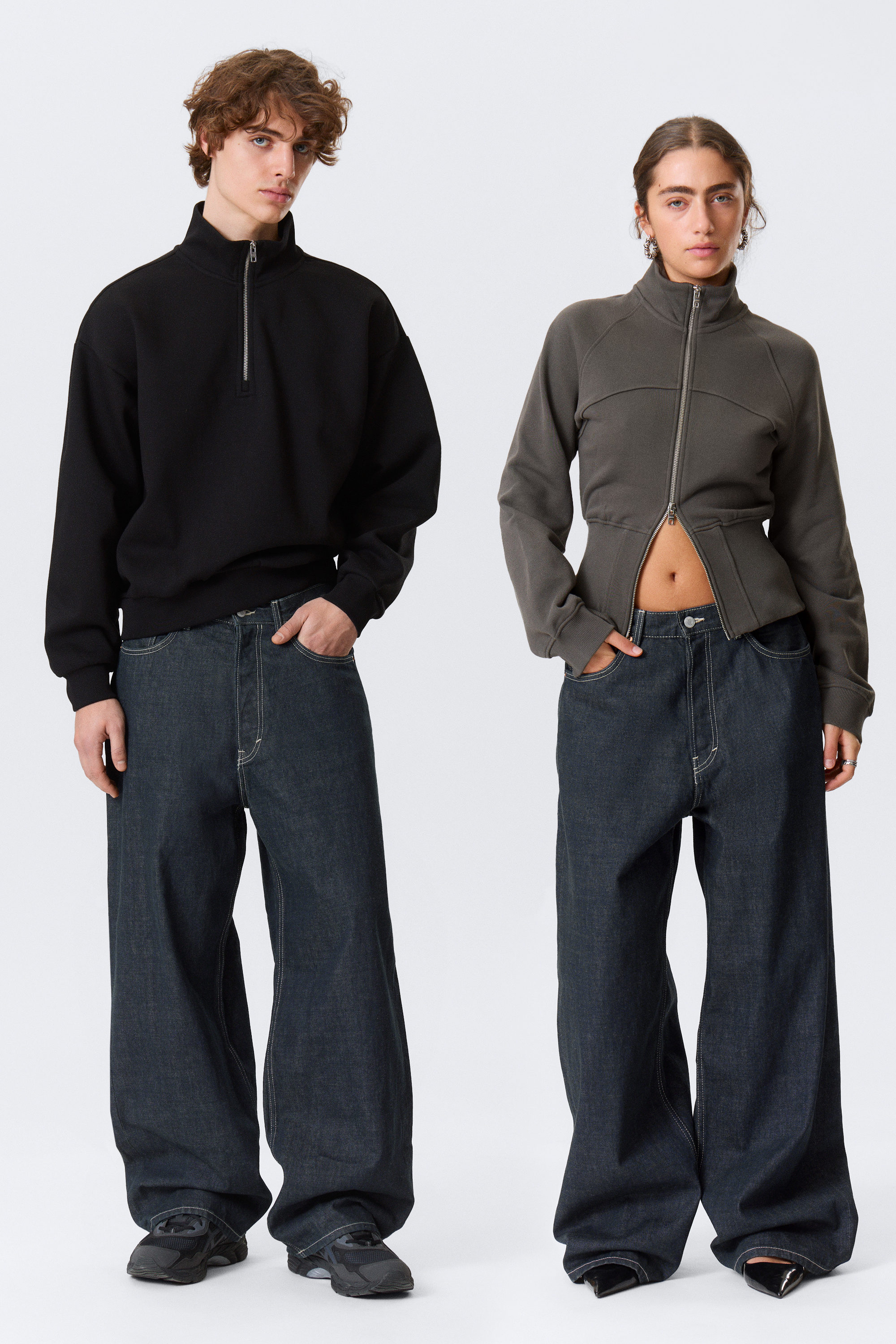 Blue Rinse - Dark Blue - Astro Mid Rise Loose Baggy Leg Jeans - 2