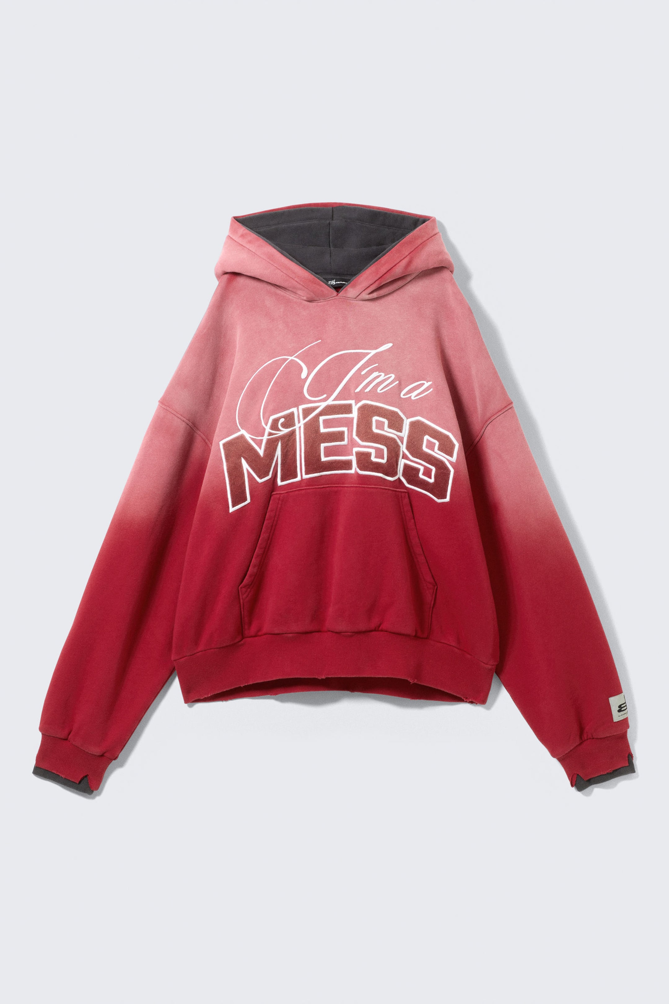 Sun-Faded Red - I'm a MESS - CM x LB Double-Layered Sun-Faded Unisex Hoodie - 7