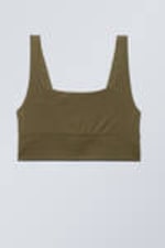 Mörk khakigrön - Soul mjuk scoop-neck BH - 0