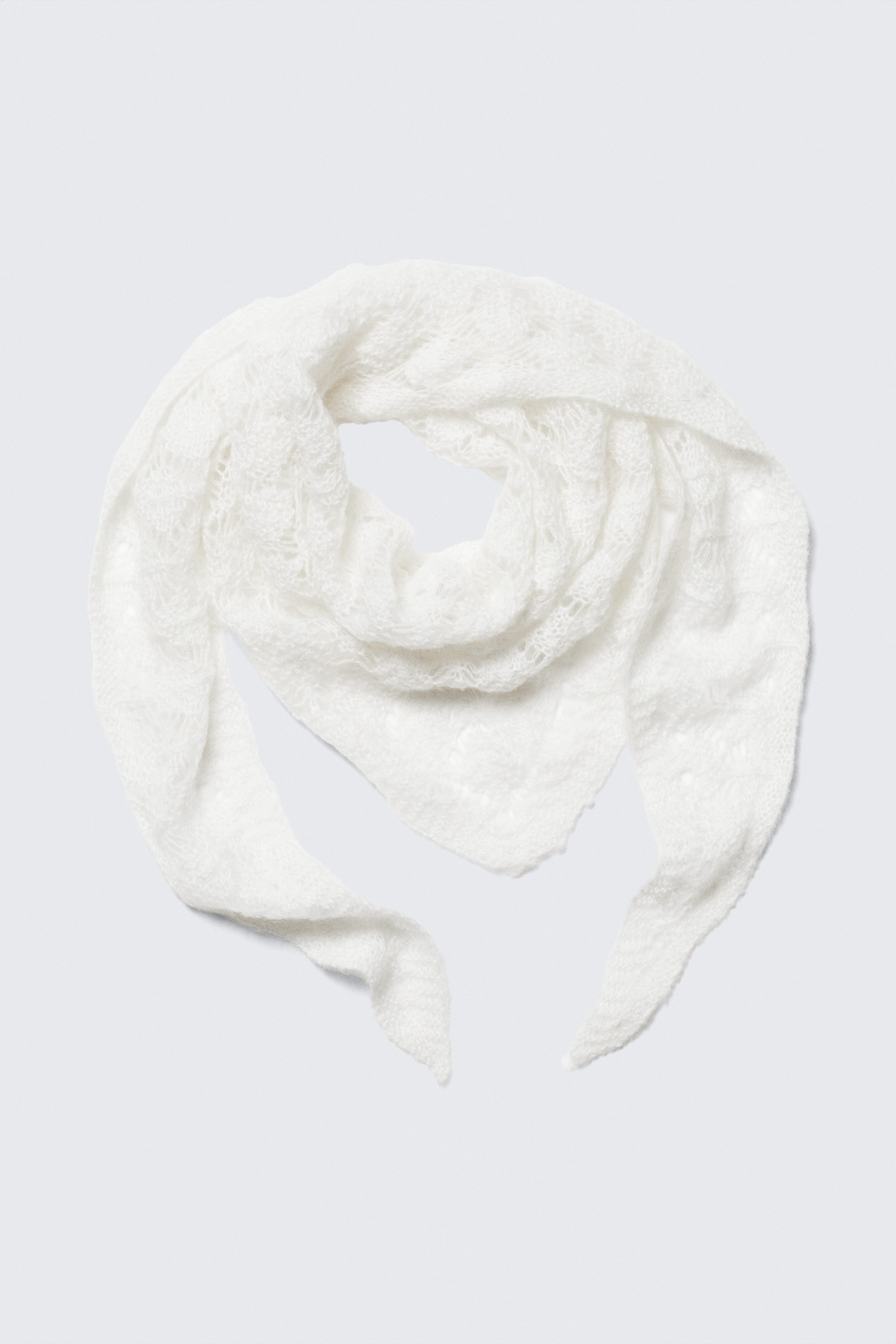 Light White - Textured Triangle Knit Scarf - 1