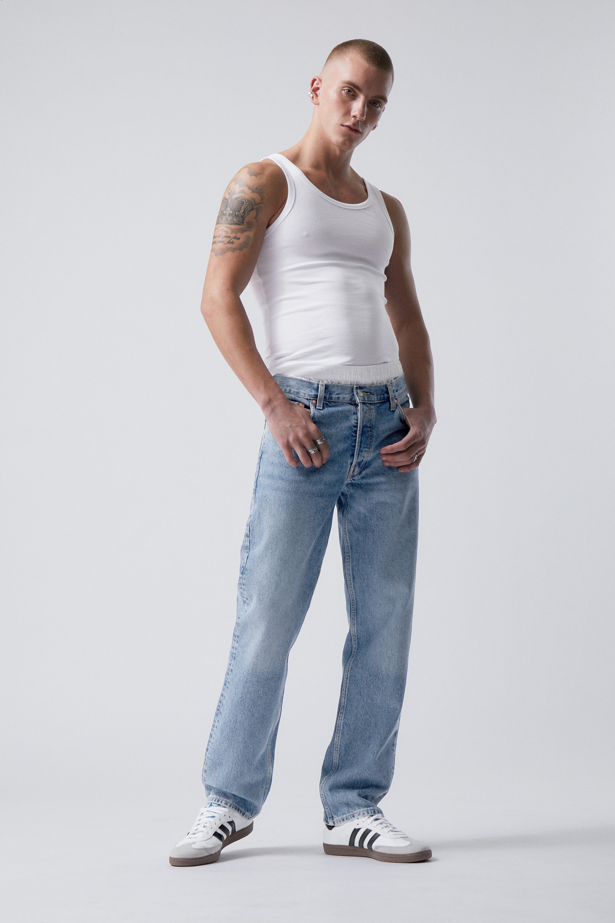 Blue Medium Dusty - Klean mid waist regular straight jeans - 0