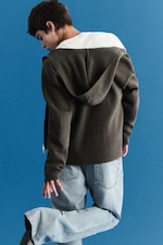Khaki Green - Knitted Zip-through hoodie - 5