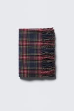 Rouge foncé - Écharpe à franges en laine mélangée - 1