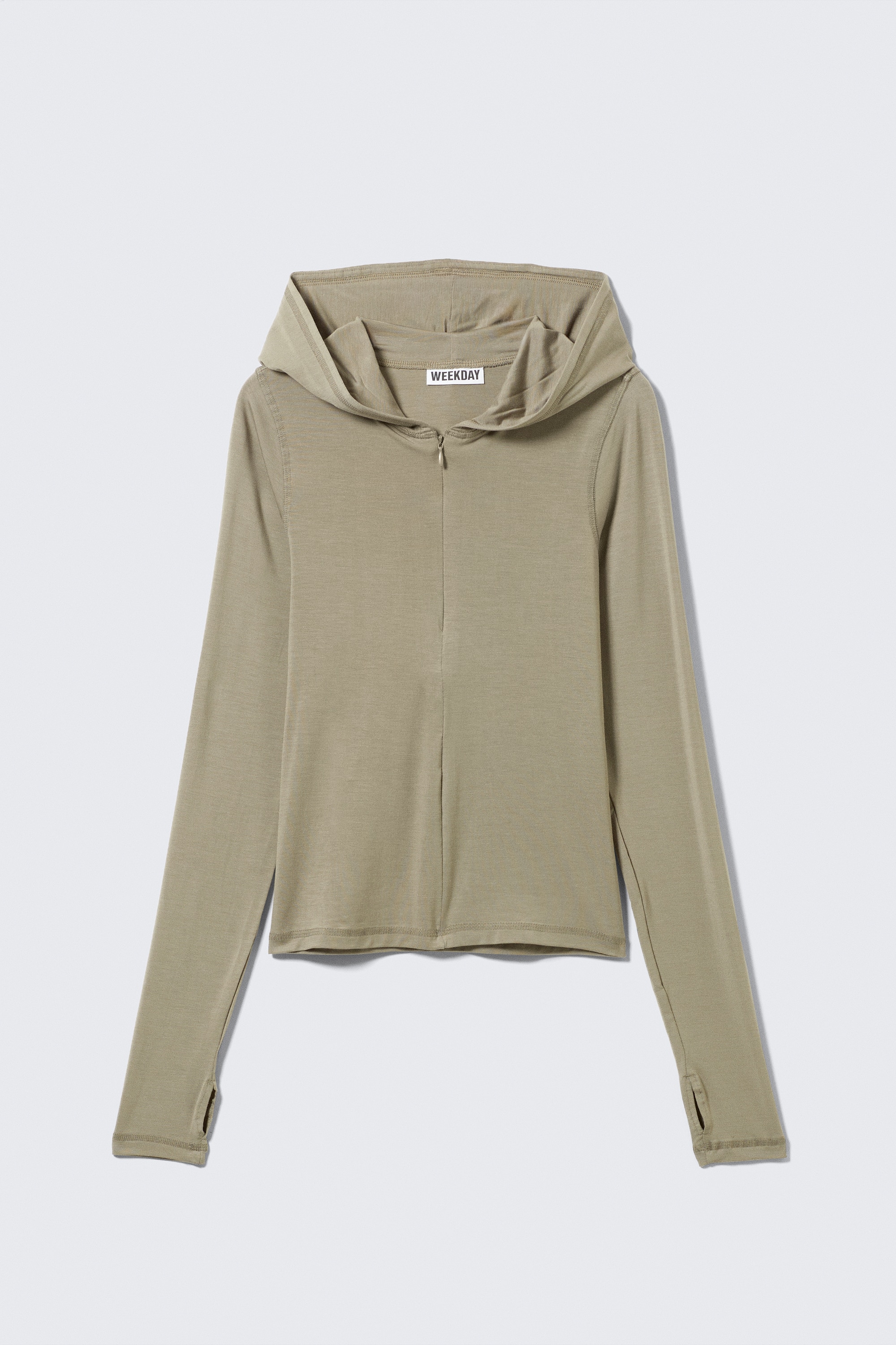 Schmal geschnittener Zip-Hoodie aus Lyocell - Helles Graubraun/Schwarz