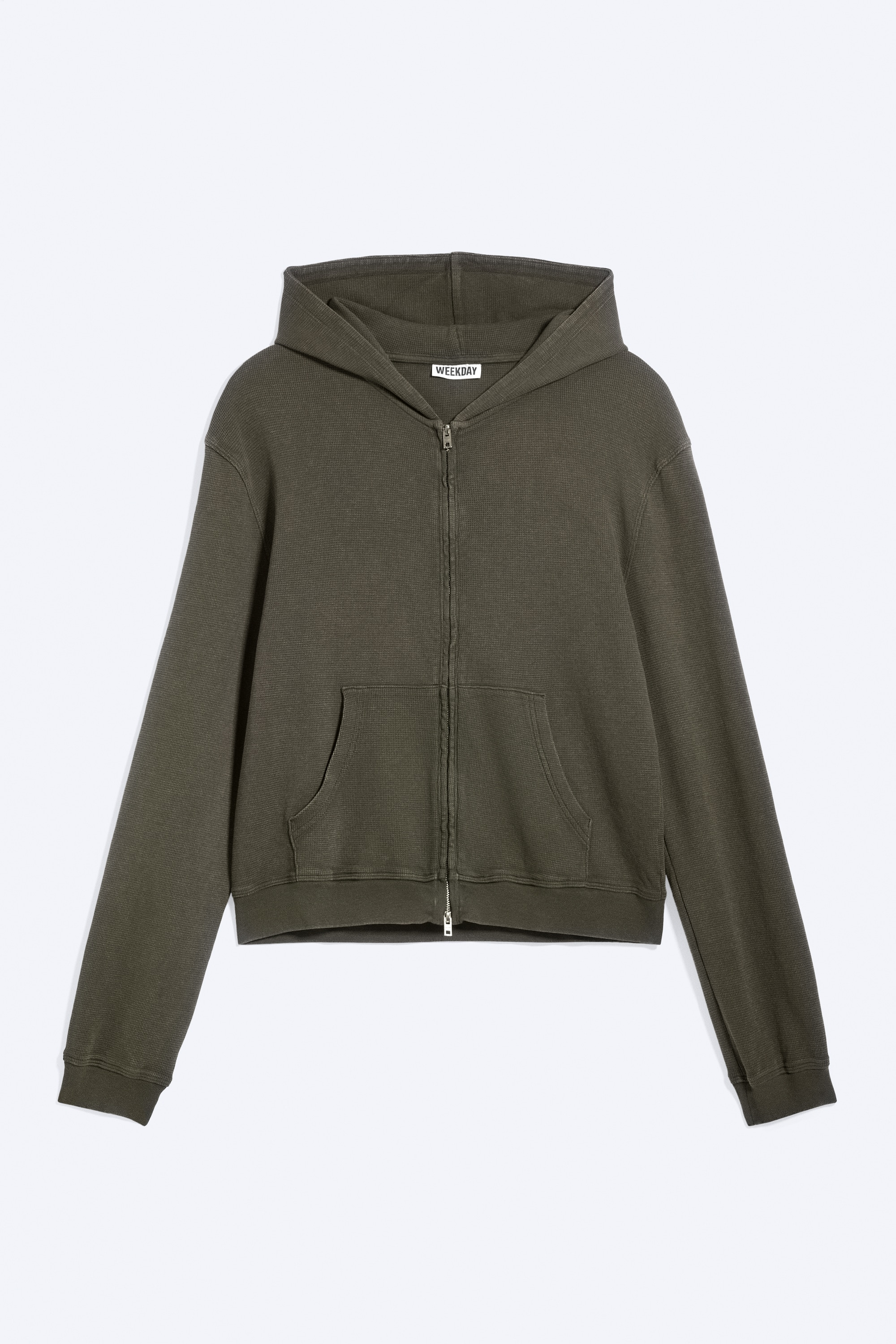 Shrunken fit hoodie met rits - Donker kakigroen