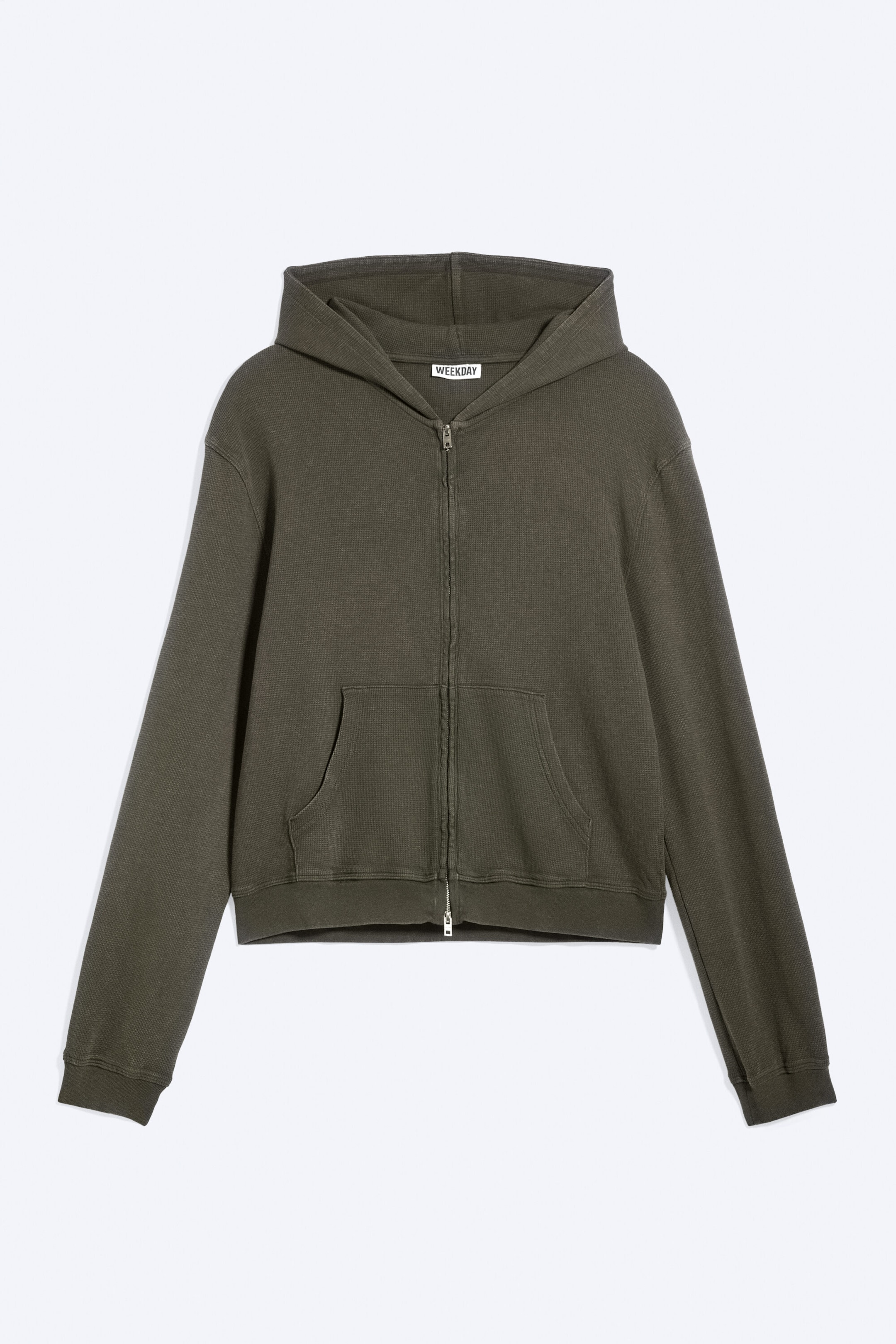 Dunkles Khakigrün - Verkürzter Zip-Hoodie - 4