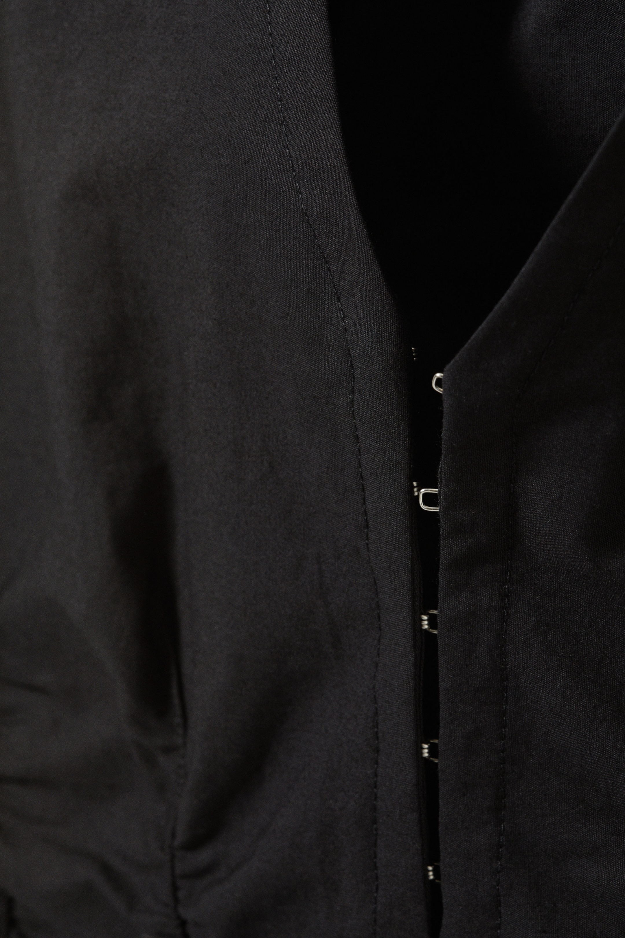 Black - Sleeveless Gathered Poplin Top - 1