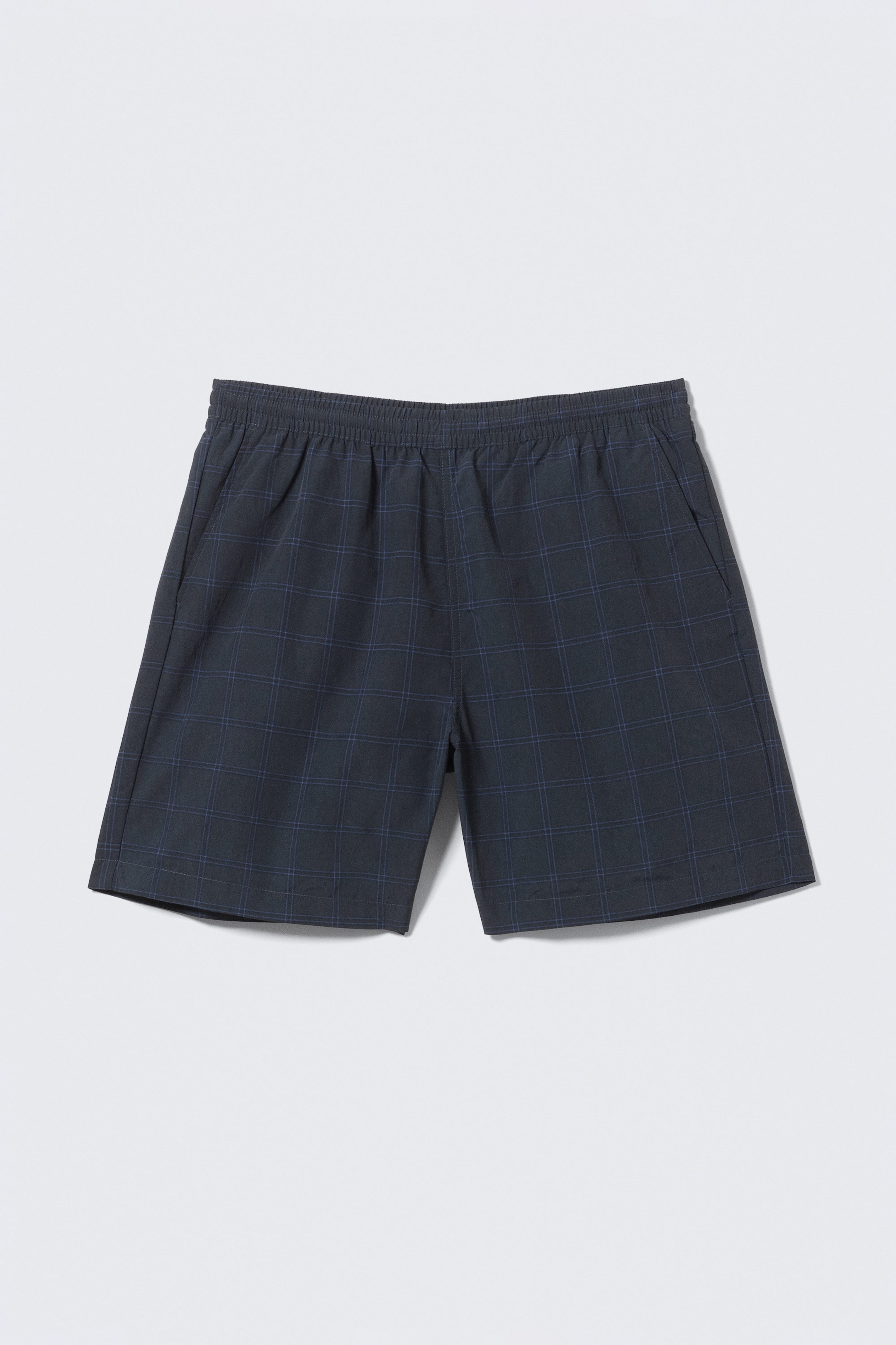 Mørkeblå med ruter - Rutete badeshorts i nylon - 1