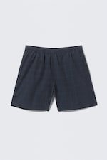 Mørkeblå med ruter - Rutete badeshorts i nylon - 0