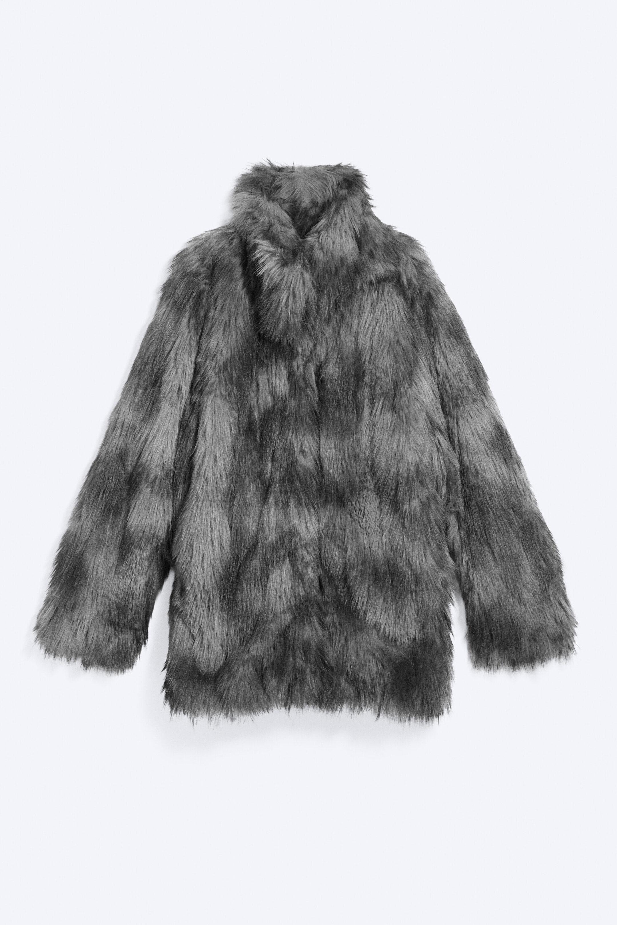 Dark Grey - Relaxed faux fur jacket - 4
