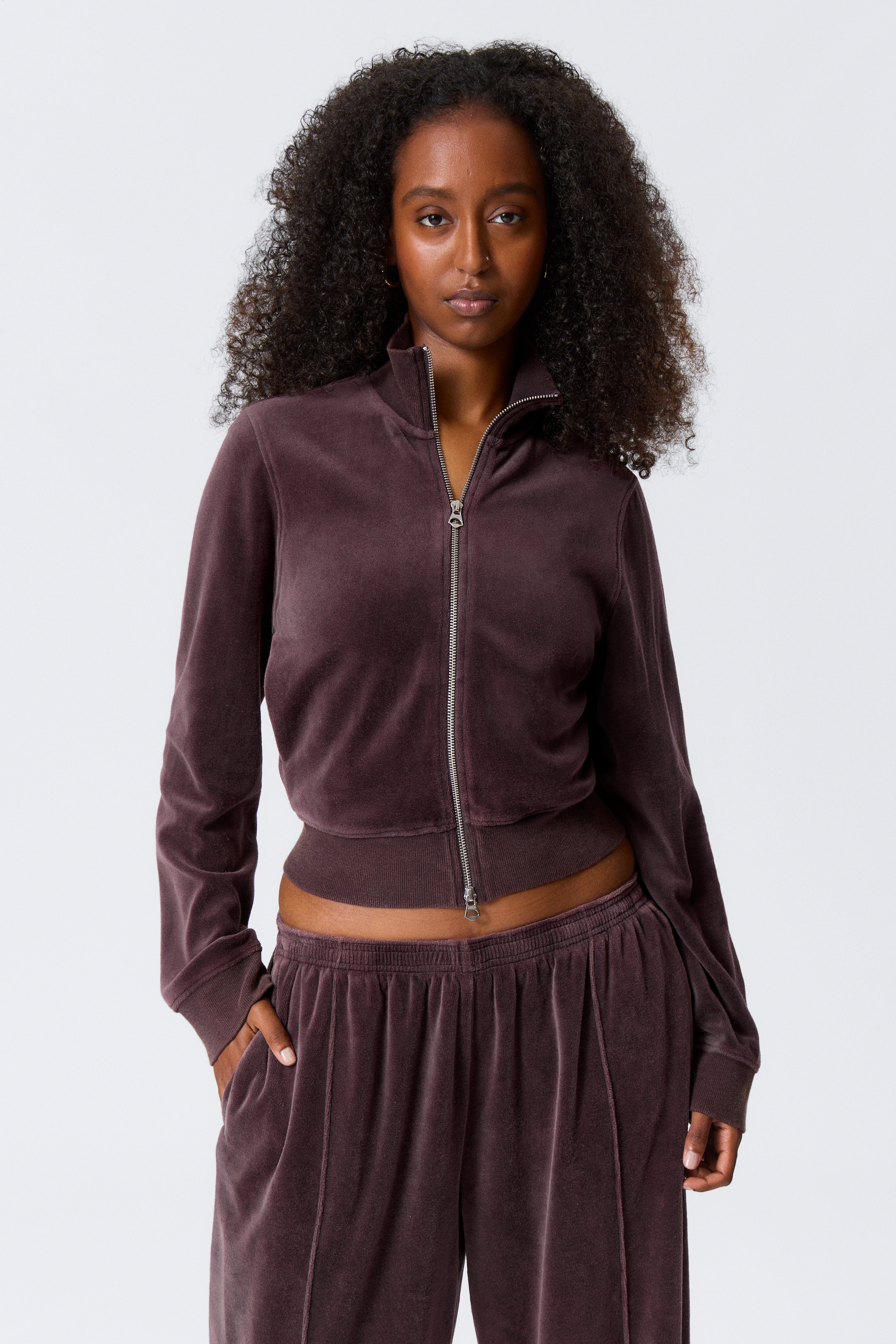 Sprana aksamitna kurtka mini - Dark Plum