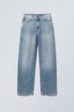 Tide Blue - Ljusblå - Rail Mid Waist Loose Wide Leg Jeans - 0