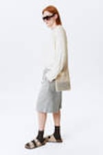 Grey Melange - Baggy Knee-Length Skater Shorts - 2
