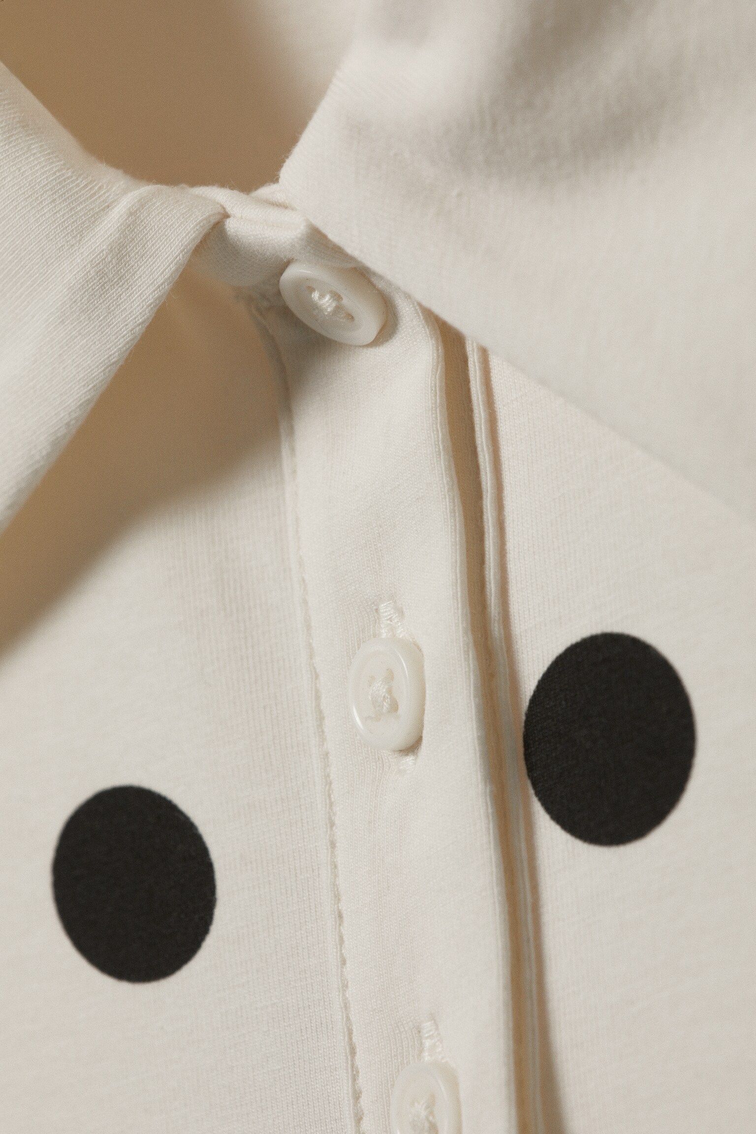Slim Fit Polo Bodysuit - Off-white - Black Dots - 3