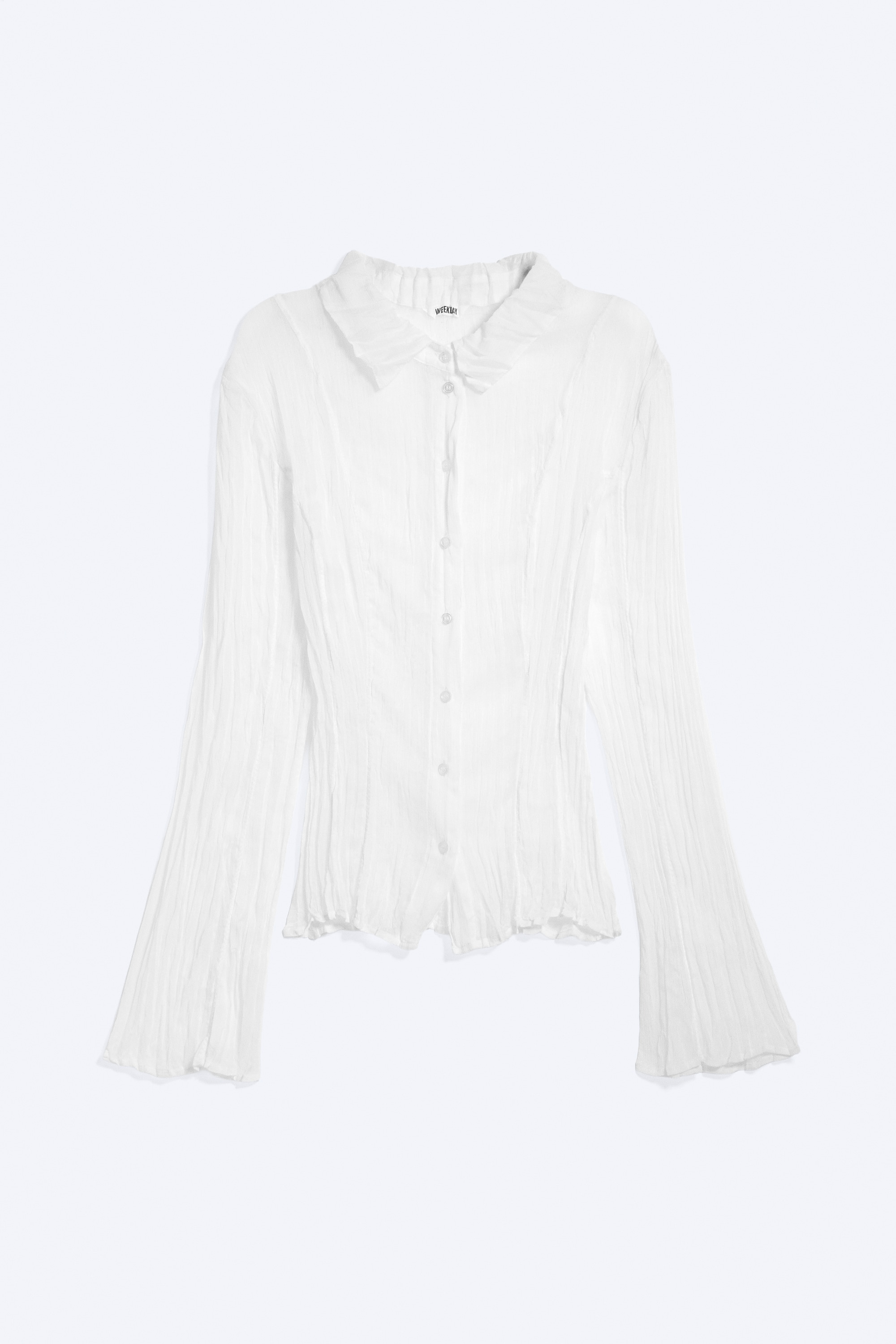 Camicia trasparente a linea A a maniche lunghe - Bianco/Grigio scuro