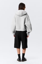 Grey Melange - Oversized Funnel Neck Scuba Zip Hoodie - 4