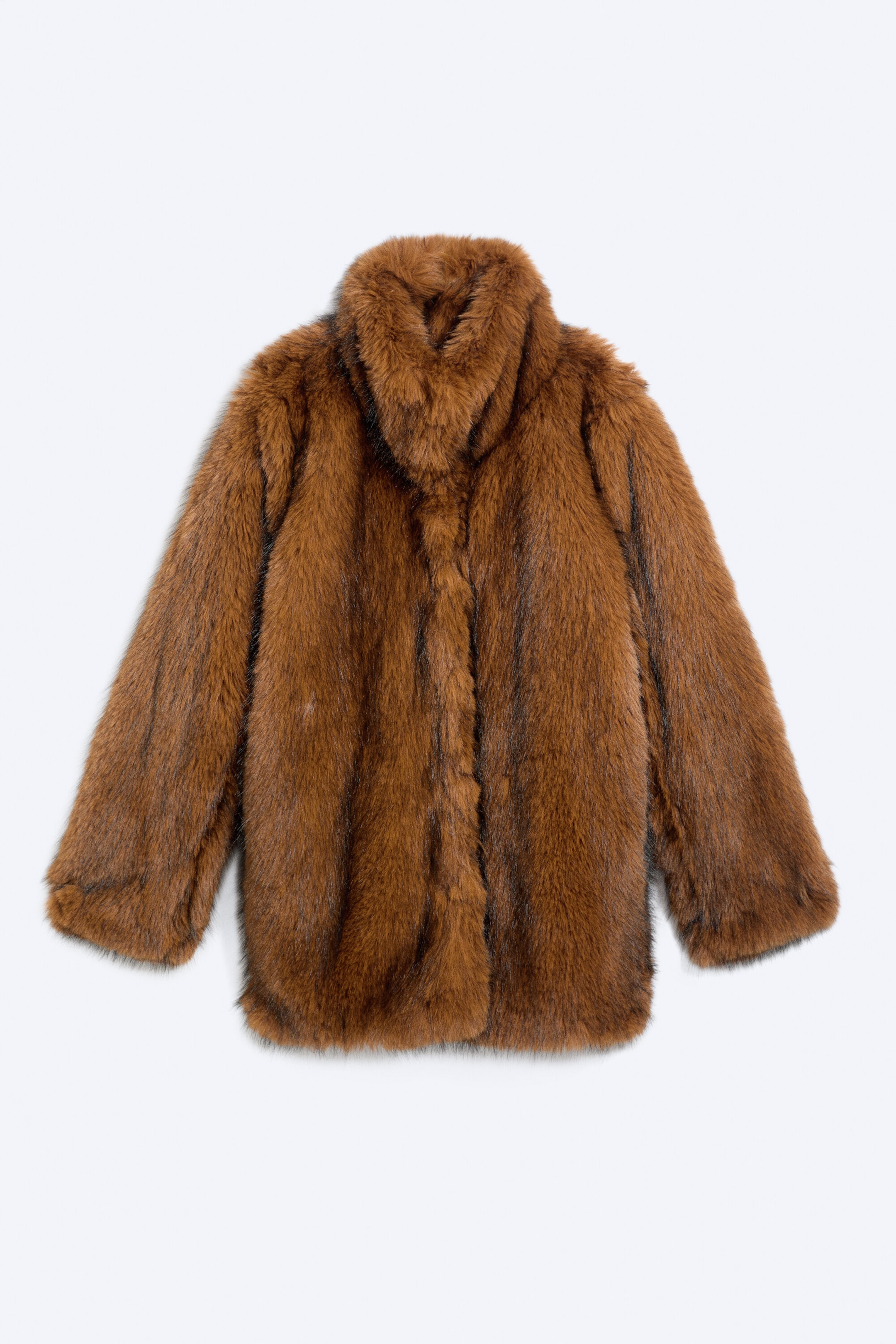Rust Brown - Relaxed faux fur jacket - 2
