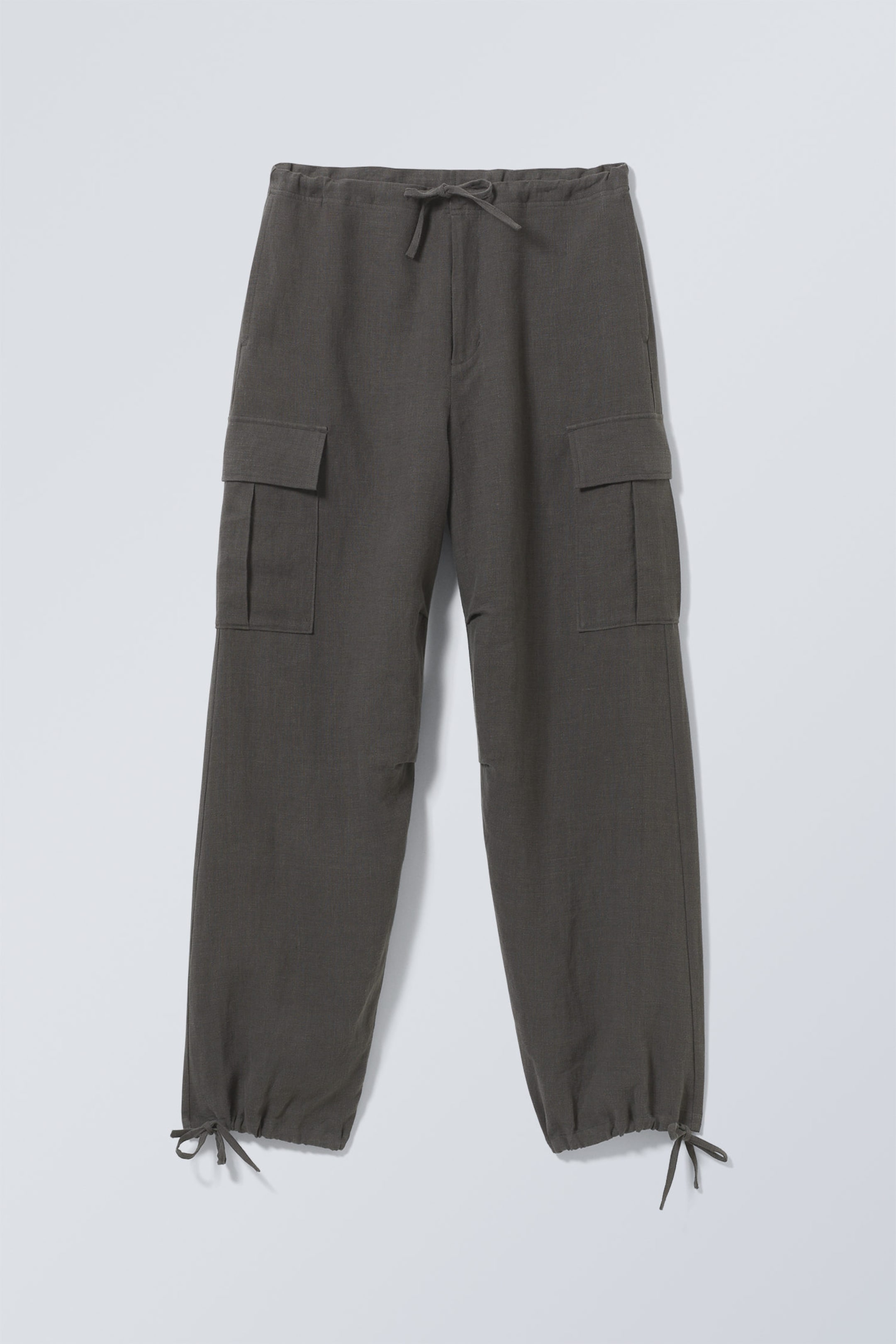 Dark Grey - Parachute Cargo Linen Trouser - 0