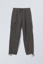 Dark Grey - Parachute Cargo Linen Trouser - 0