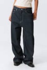 Blue Rinse - Dark Blue - Astro Loose Baggy Leg Jeans - 2
