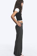 Pinstriped Grey Melange - Low Rise Suiting Trousers - 1