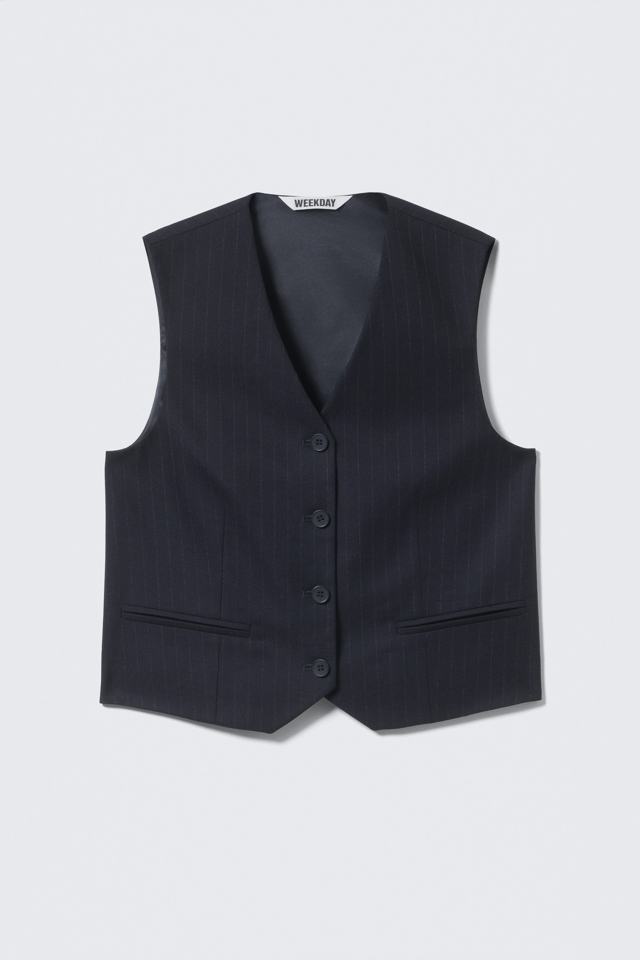 Pinstriped Dark Blue - Suiting Waistcoat - 4