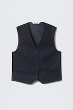 Pinstriped Dark Blue - Suiting Waistcoat - 4