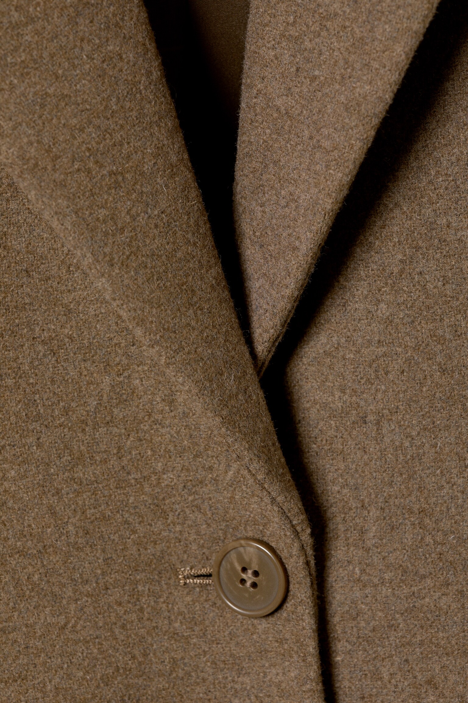 Long Fitted Single-Breasted Suiting Coat - Medium Brown - 3