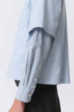 Lichtblauw en blauw geruit - Gelaagd overhemd met contrasterende mouwen - 2