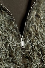 Dunkles Khakigrün - Zip-Hoodie aus Fellimitat - 6