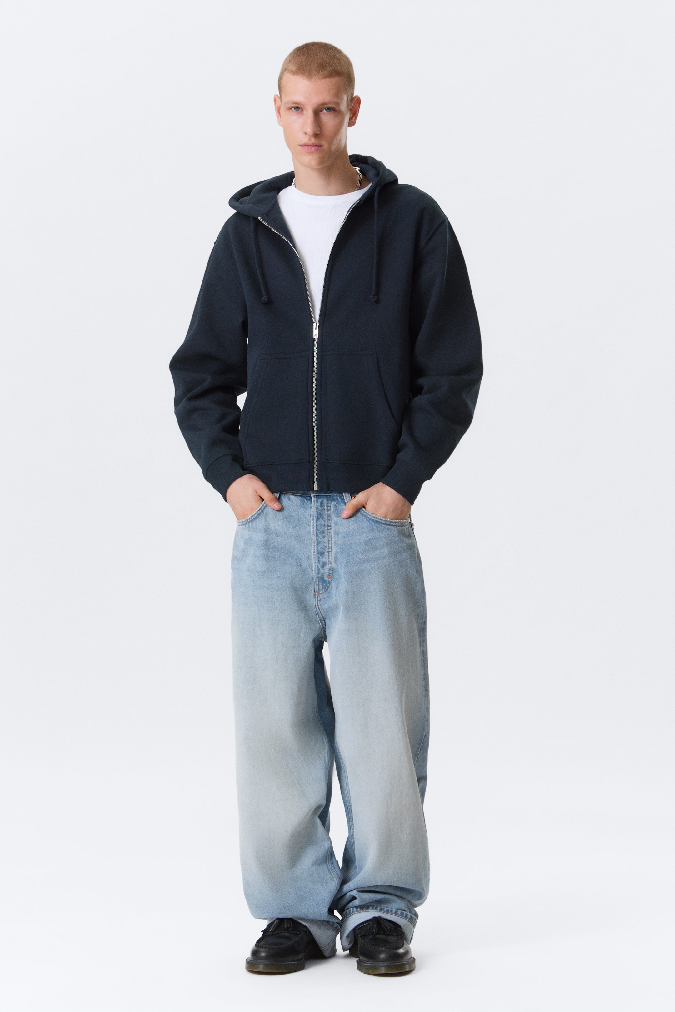 Navy Blue - Classic Zip Hoodie - 2