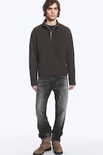 Dunkelbraun - Half-Zip-Sweater aus Wollmischung - 2