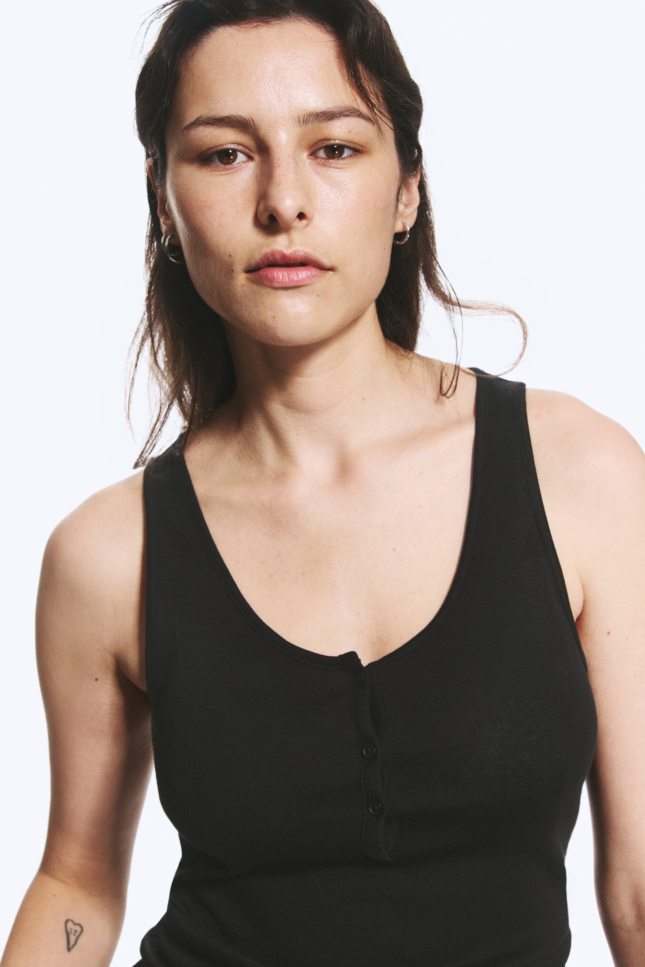 Noir - Débardeur henley - 2